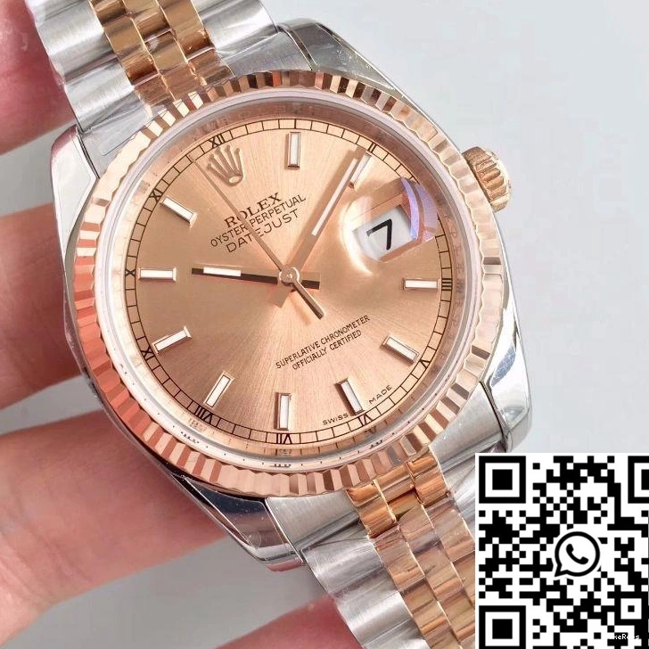 Rolex 116234 36mm Factory Gold Rose AR Dial Datejust 1001